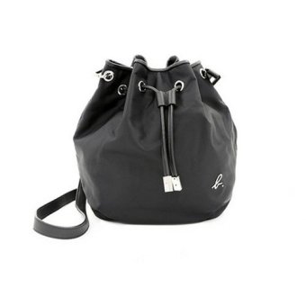 Agnes B Nylon Bucket Bag with Agnes.b Logo (Black)