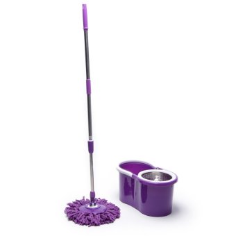 Stainless Steel Spin Mop (with 4 mop heads)- Purple Set B