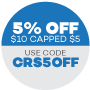 5% off min $10 capped $5