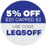 5% off min $20 capped $2