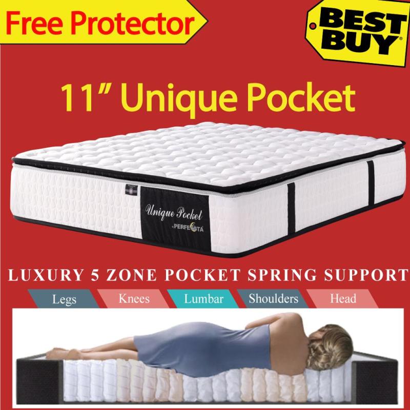 Queen Size * Unique Pocket Mattress * 11 inches * 5 Zone Individually Pocketed Spring * Free Protector