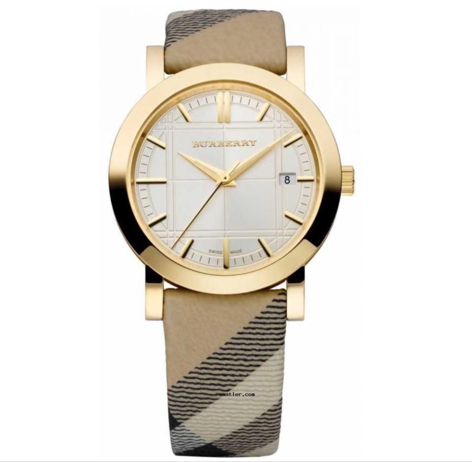 burberry rose gold watch leather strap