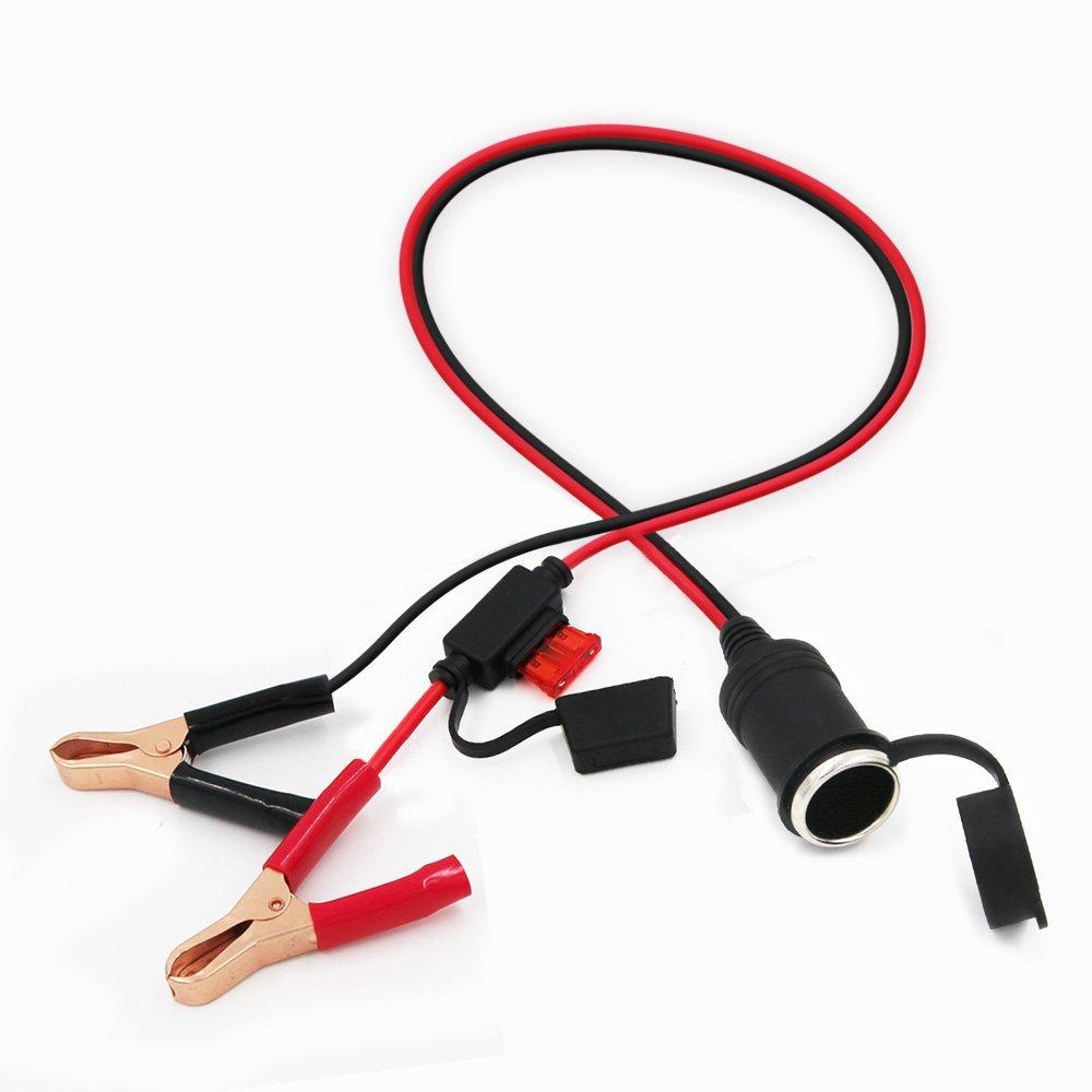 car jump cable alligator clip to cigarette lighter socket with fuse