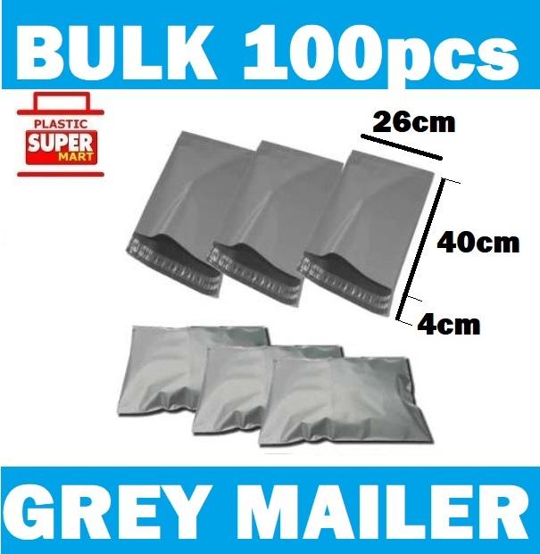 【100pcs/Pack】【26cm x 40cm】Grey Poly Mailer Plastic Recyclable Eco Friendly Polymailer Mailing Envelope Bag