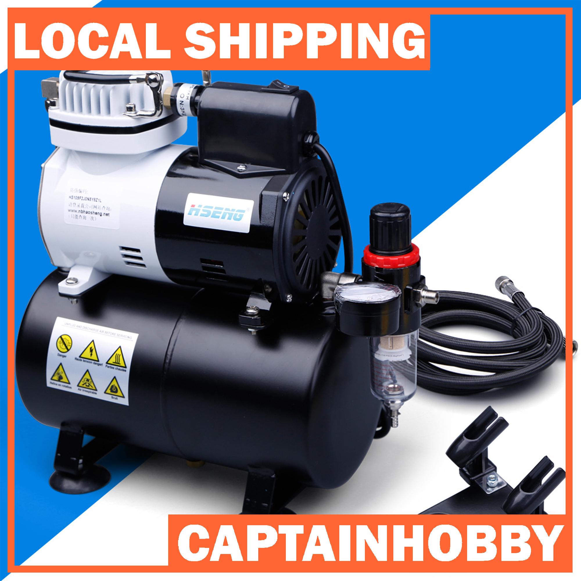 HSENG Pro AF186 Air Compressor Airbrush Kits W/ 1.5M Hose and 3L Tank for Painting Gundam Gunpla and Scale Model