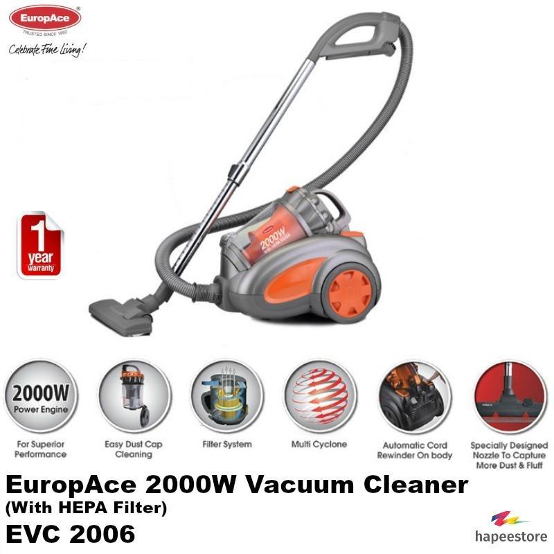 EuropAce Vacuum Cleaner With HEPA Filter - EVC2006P (1 Year Warranty) Singapore