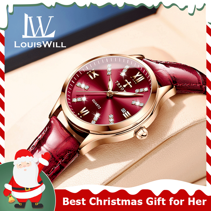 LouisWill นาฬิกาผู้หญิงเพชร สายหนัง นาฬิกาควอตซ์นาฬิกาปฏิทิน นาฟิกาข้อมือผญ นากาฬกาผู้หญิง นาฬิกาข้อมือผญนาฬิกาผู้หญิงกันน นาฬิกาผู้หญิงกันน้ำ