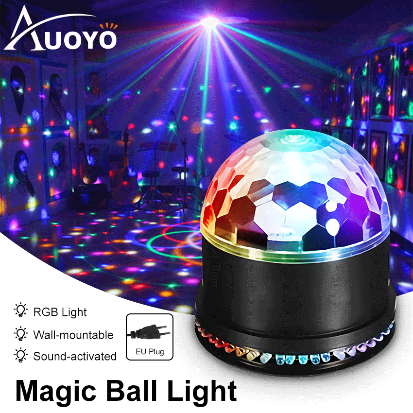 Auoyo Christmas Disco Lights Party Dancing Light Magic Ball Lamp Led Rotating Bulb Light Laser Strobe Light Moving Head for Christmas Birthday Bar Wedding