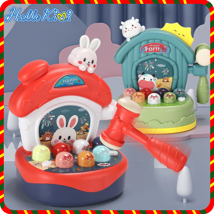 HelloKimi Whack-a-mole Toy Baby Playing Hamster Music Game Child Educational Toy Pounding Knocking Hamster Machine Hitting Mouse Games for Under 3 Years Old Babies