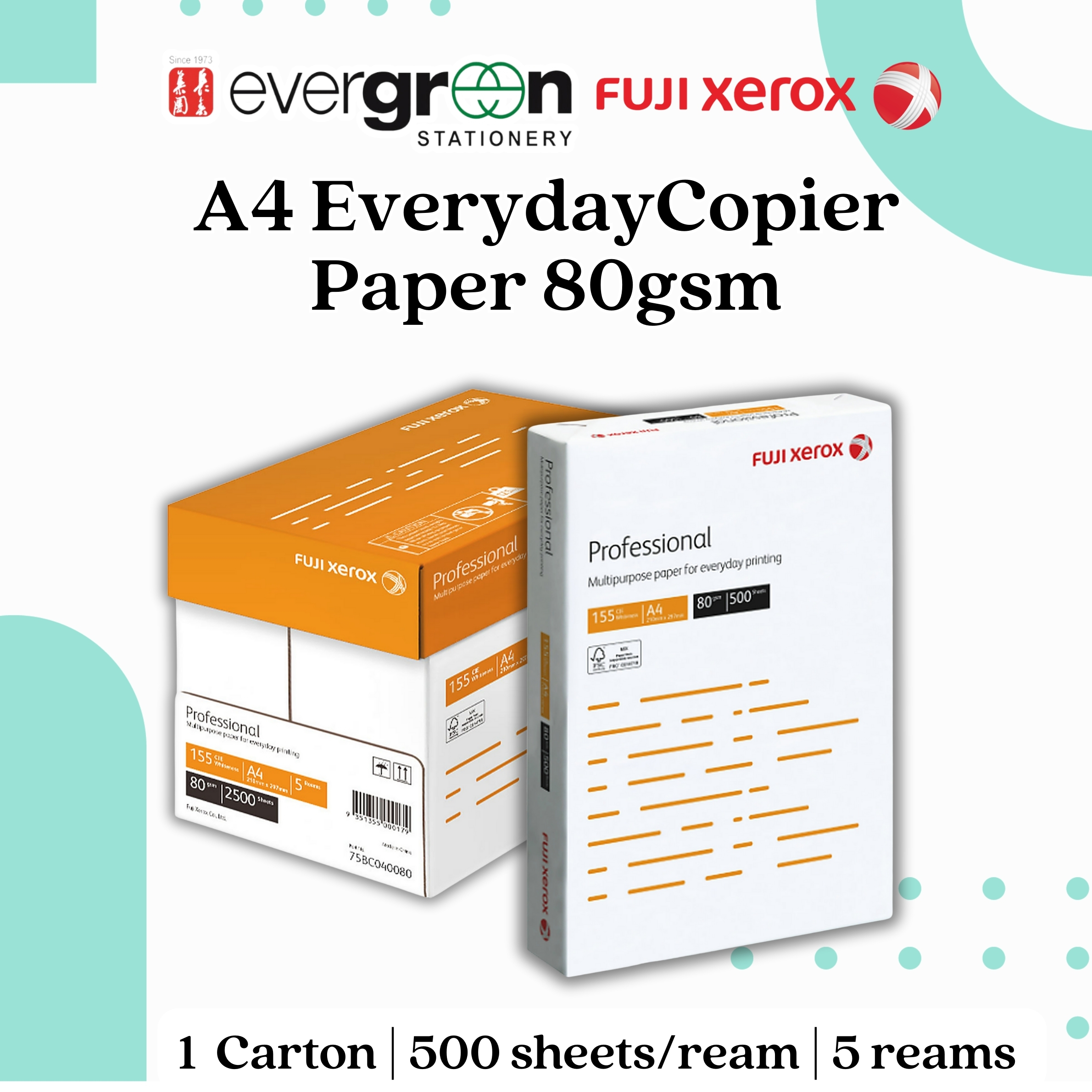 [SG] FujiXerox A4 x EverydayCopier Paper | 80gsm | 1 Carton | MAX 2 CARTONS/ORDER [Evergreen Stationery]