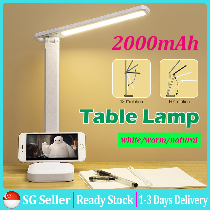 Dimmable LED Table Lamp Foldable Study Desk Light Touch Control Three Light Modes Eye Protective Desk Lamp USB Rechargeable Student Dorm Study Lamp CNY Gift Present