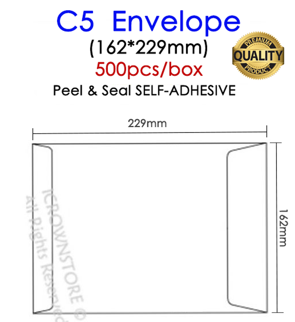 C5 A5 WHITE Paper ENVELOPE 500pcs 162*229mm Peel Seal Self-Adhesive