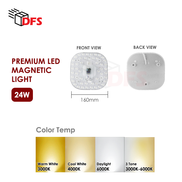 DFS LED Ceiling Light 380MM 48W/72W/96W Tri-tone Ceiling light with Wood Frame/Nordic Minimalist Design Magnet Base Ceiling Light Balcony kitchen Light Square and Round