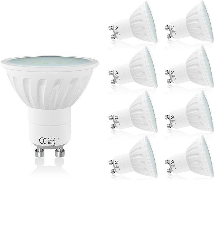 [757A] LAMPAOUS GU10 LED Bulbs Day White 5W GU10 50 Watt Halogen Bulbs Replacement Full Ceramic GU10 4000K Natural White LED Spot Lights for Ceiling Bulbs Recessed Downlights in Kitchen Bathroom 1 Pack [Energy Class A++]
