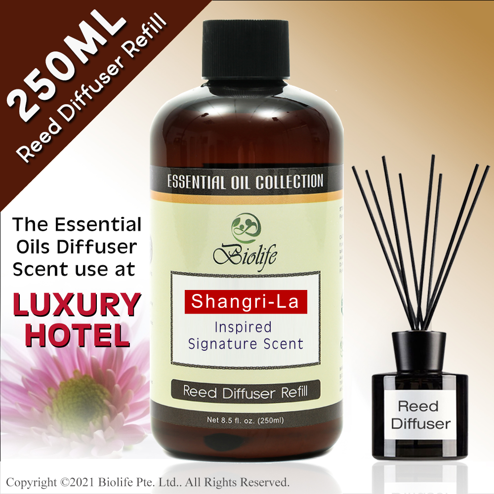 Biolife Shangri-La/ Marriott/ Ritz-Carlton/ Sheraton/ Hilton/ Westin/ W Hotel Inspired Aroma Reed Diffuser Refill Essential Oil Aromatherapy Long Lasting Scent (250ml Reed-Diffuser Refill)