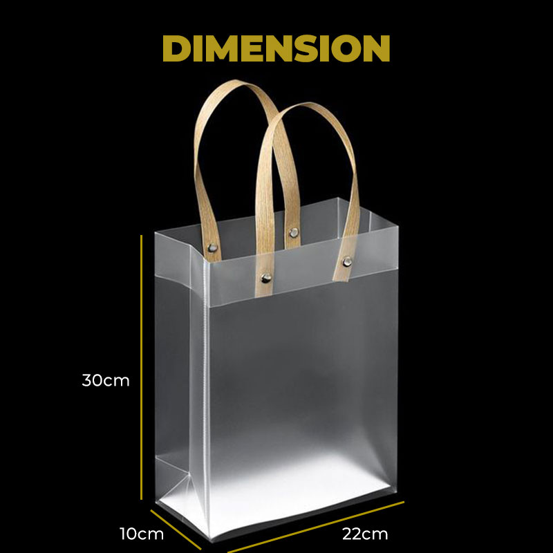 Plastic Bag for Gift with Handles Reusable PVC Packaging Transparent Bags for Birthday PartyWeddingCorporate EventMini GoodieDoor&Return Gift
