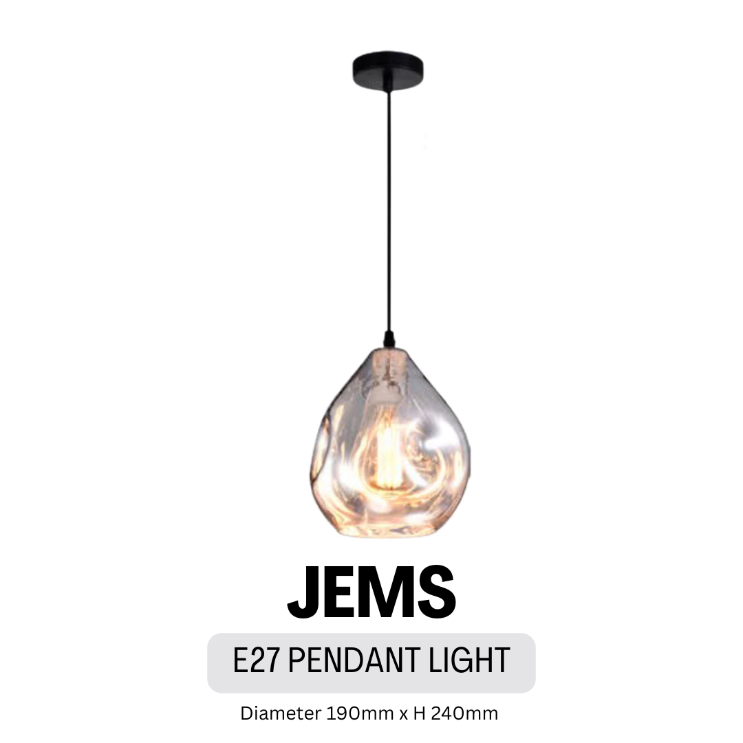 Premium Jems Jewel Design E27 Chrome Rose Gold Pendant Light 4Home GSE