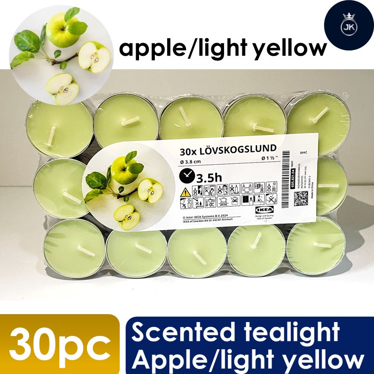 [30pcs] iKea apple Tealight candle Scented tealight scented candle offers a crisp feel of apple apple blossom and jasmine. Welcome home to a fresh and bright atmosphere inspired by the taste of a green apple.