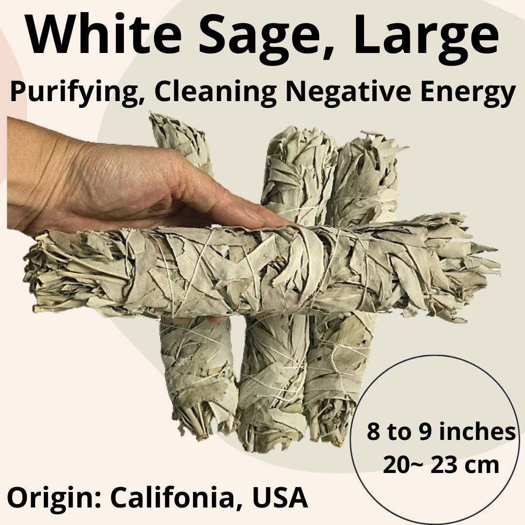 SI White Sage Smudge Stick 9~10 inch (California) Purifying Cleaning Negative Energy ~ 150GM