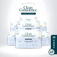 (Buy 6 Free 1) Clean Conscience 6-in-1 Hypoallergenic Laundry Pods - 20 Pods x7 | Zero Plastic Waste Pack