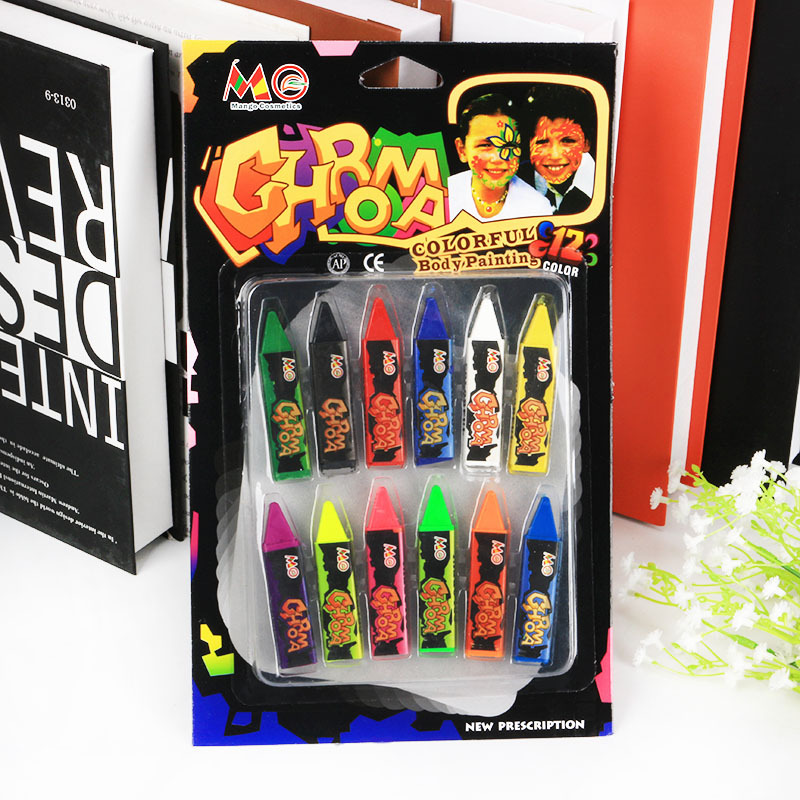 6 Or 12 Colors Face Paint Crayons Kits for Kids Washable Non-Toxic Face Painting Halloween Cosplay Makeup Body Paint Crayons for Music Festival Holiday Birthday Party.