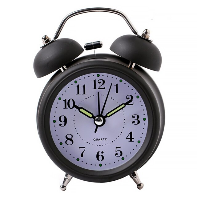 4 Inch Classic Loud Twin Double Bell Alarm Clock Analogue Bedside Desktop Clock School Home Office