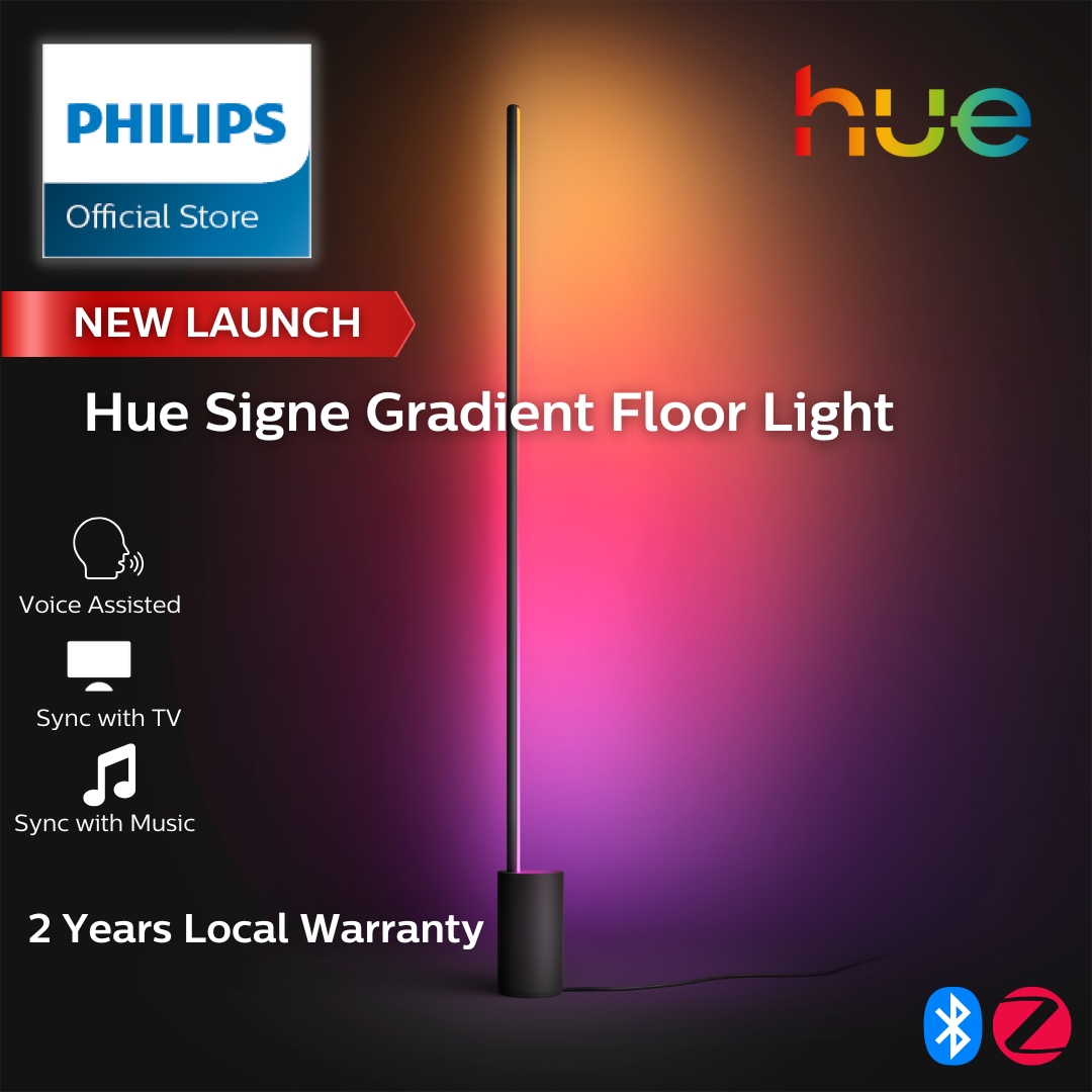 Philips Hue Signe Smart Floor Lamp Black - White and Color Ambiance LED Color-Changing Light - 1 Pack - Control with Hue App - Works with Alexa Google Assistant and Apple Homekit
