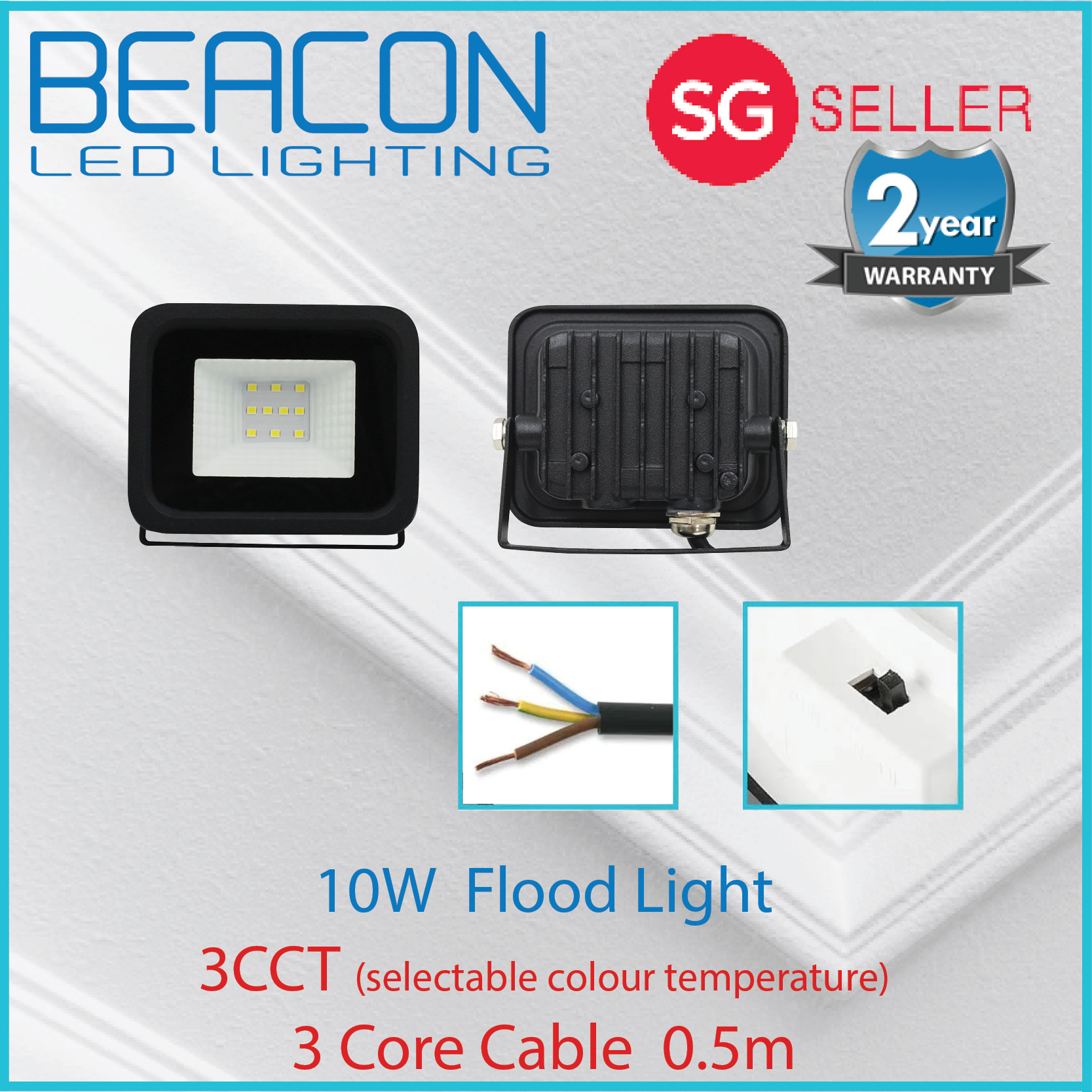 BEACON LED Flood Light / Outdoor waterproof IP65 10W/20W/30W/50W/100W/200W/300W - 2 year warranty -LONGEST WARRANTY IN MARKET