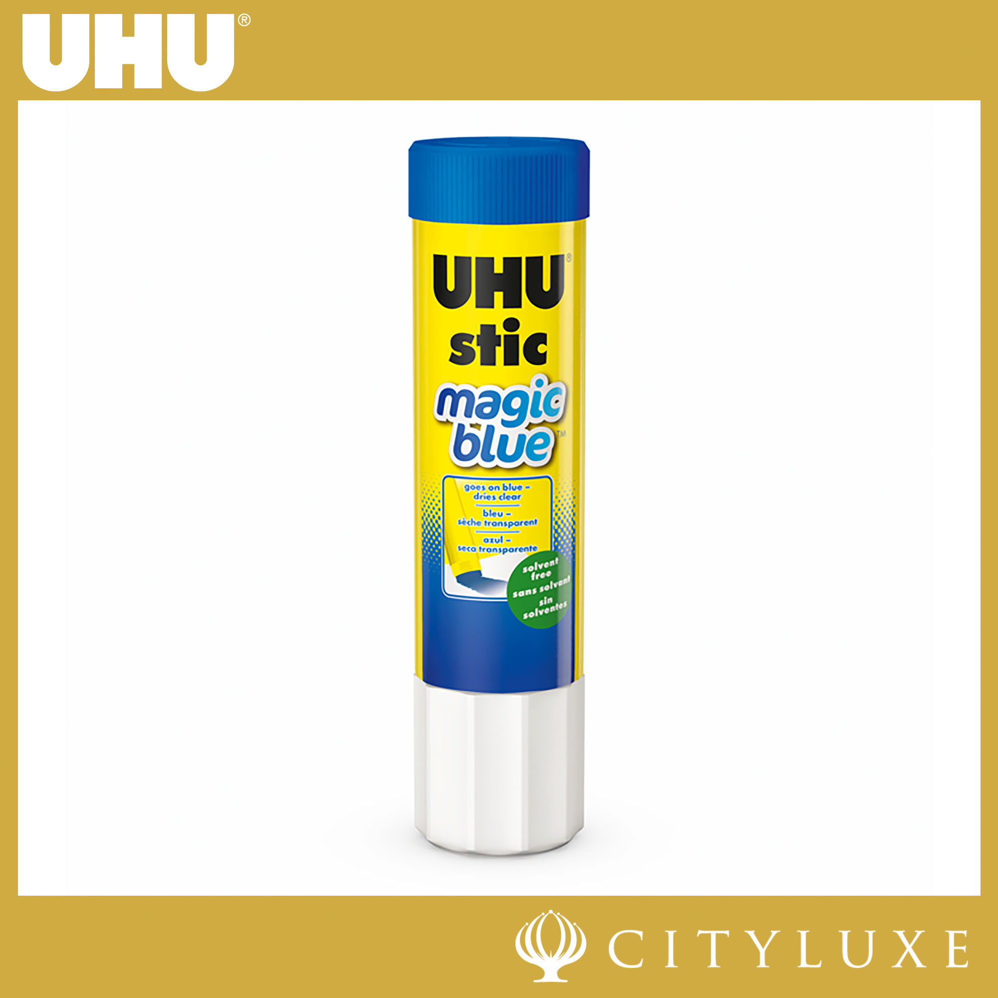UHU STIC Magic Glue Stick Blue 8.2/21g Clear when dried Solvent free 98% Natural Ingredients Cold Washable Strong Durable Fast