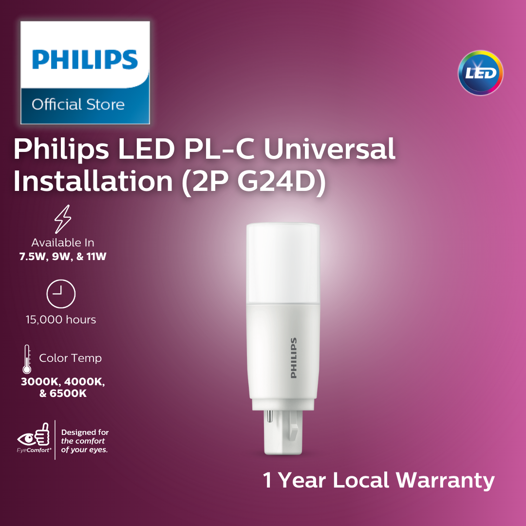 Philips LED PL-C Universal Installation LED Dimmable Bulb with EyeComfort (Warm White Daylight Cool White Color)
