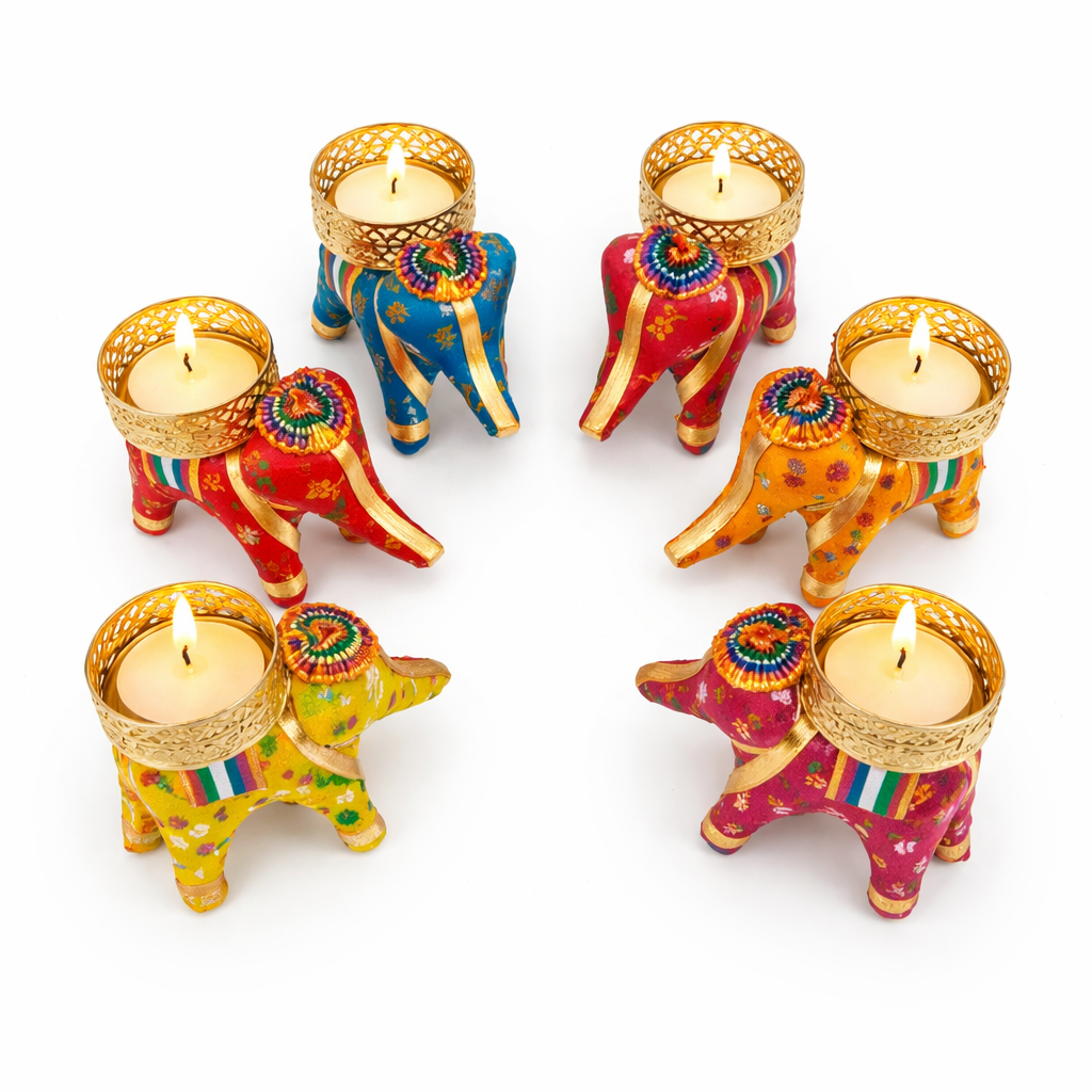 Handmade Tealight Candle Holder Stand – Fabric Silk Thread & Beaded Decorative Holder for Diwali Pooja Festivals & Home Décor (Pack of 1)