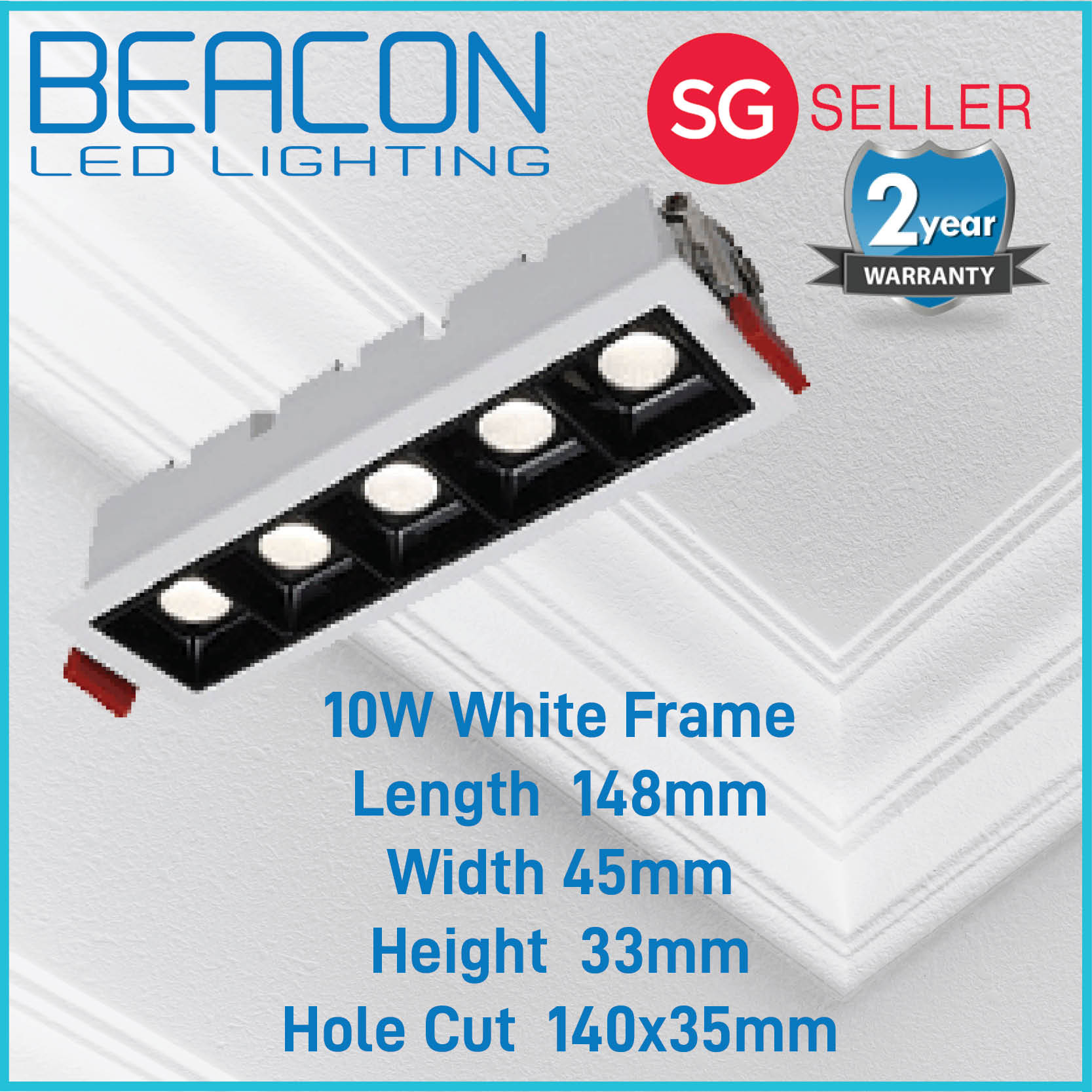 BEACON LED Linear Recessed Slim Lego Spotlight / Downlight - 2 years warranty