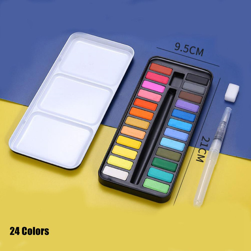 Beseyun. [Watercolour Paint Solid Watercolour Paint Set 12/18/24/36 Colors Water Color Pigment With Panit Brushes Art Supplies Stationery for Kids&Adults