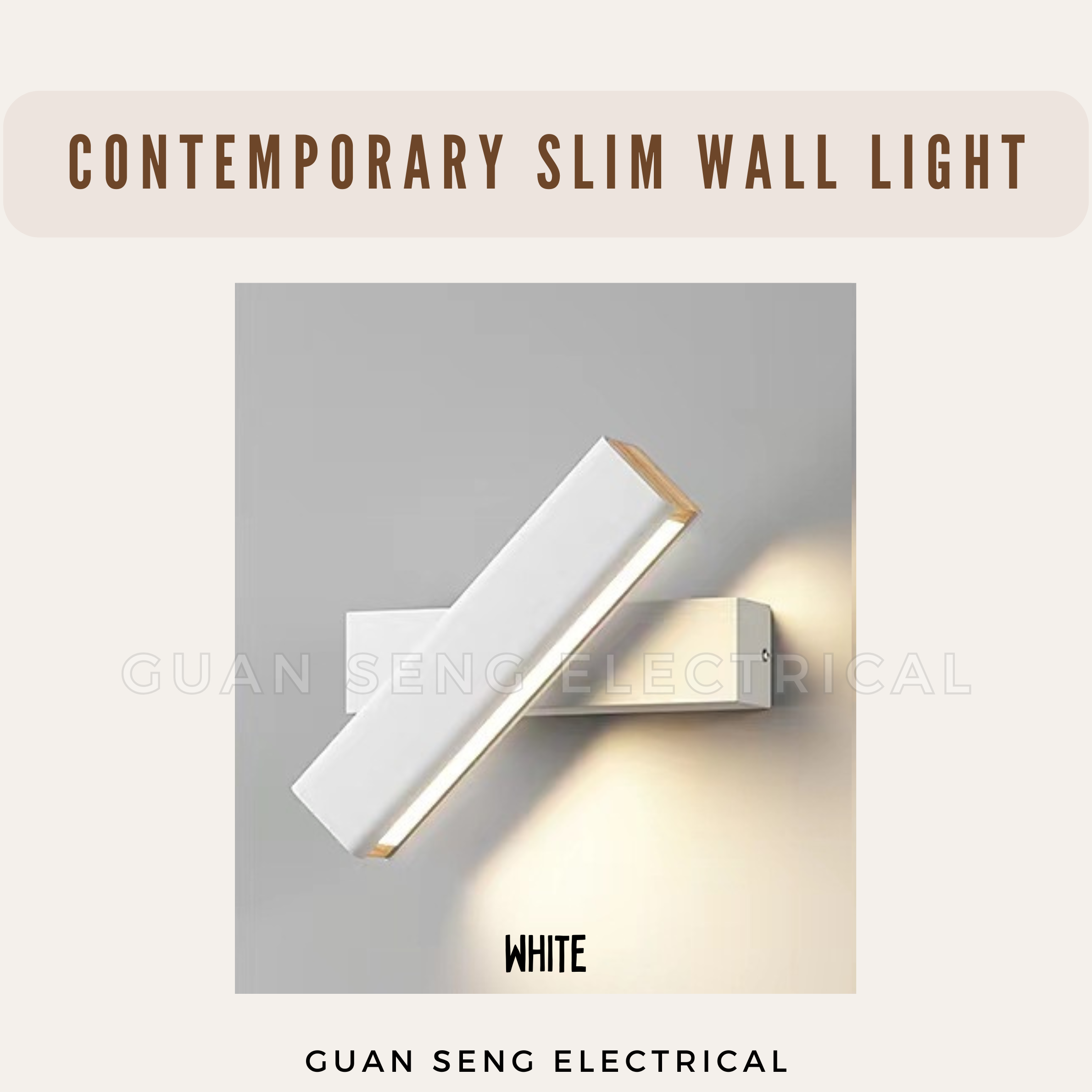 Contemporary Slim Wall Light 10W Black White | Guan Seng Electrical