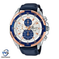 Casio Edifice EFR539 EFR-539L-7C Blue Leather Chronograph Rose Gold Design Mens Watch
