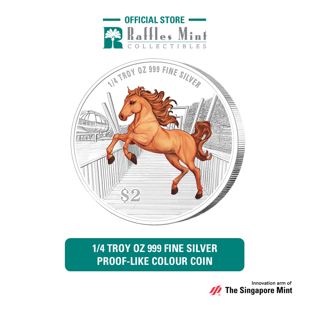 MAS 2026 Singapore Lunar Horse 1/4 troy oz 999 Fine Silver Proof-Like Colour Coin [The Singapore Mint]