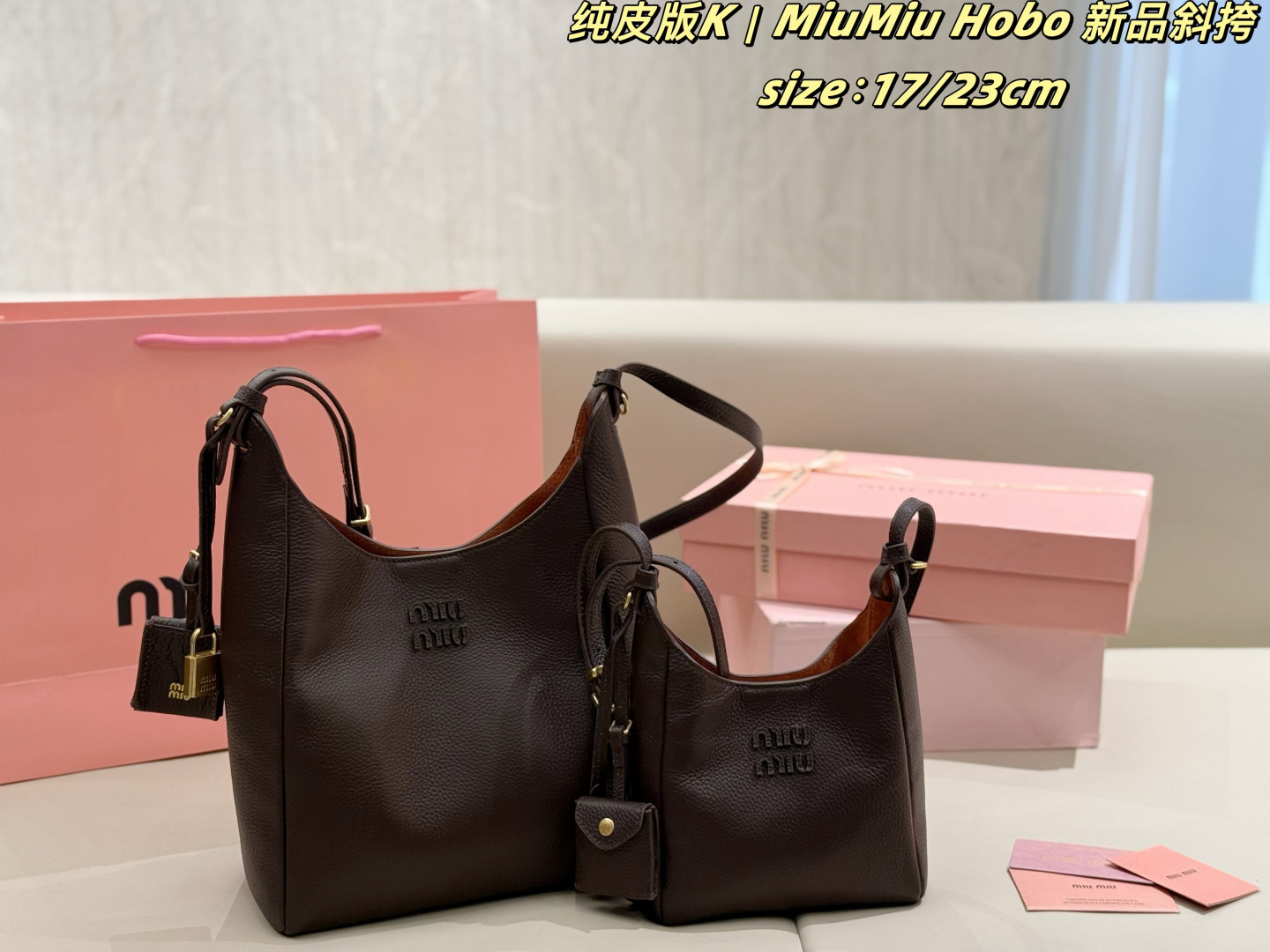 Original Authentic Luxury Miu Miu HoboUnderarm Crossbody Bag For Women Genuine Leather Grain Leather Retro Style Foldable Packing Singapore