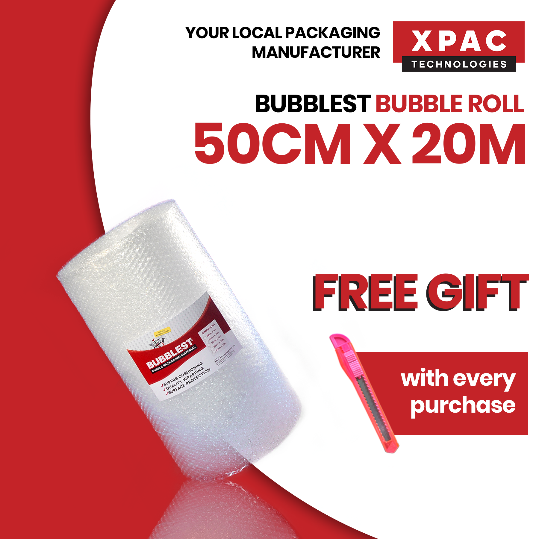 91m/20m/10m BubbLest™ [FREE PENKNIFE] Bubble Packaging Material Direct Singapore Manufacturer | Clingwrap | Plasticwrap | Cling Wrap | Plastic Wrap | Bubble Roll |