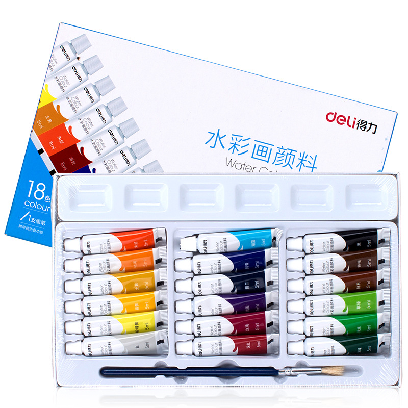 DELI Water Colour 12 18 24 Colors 5ml Painting Set Art Watercolour Pigment