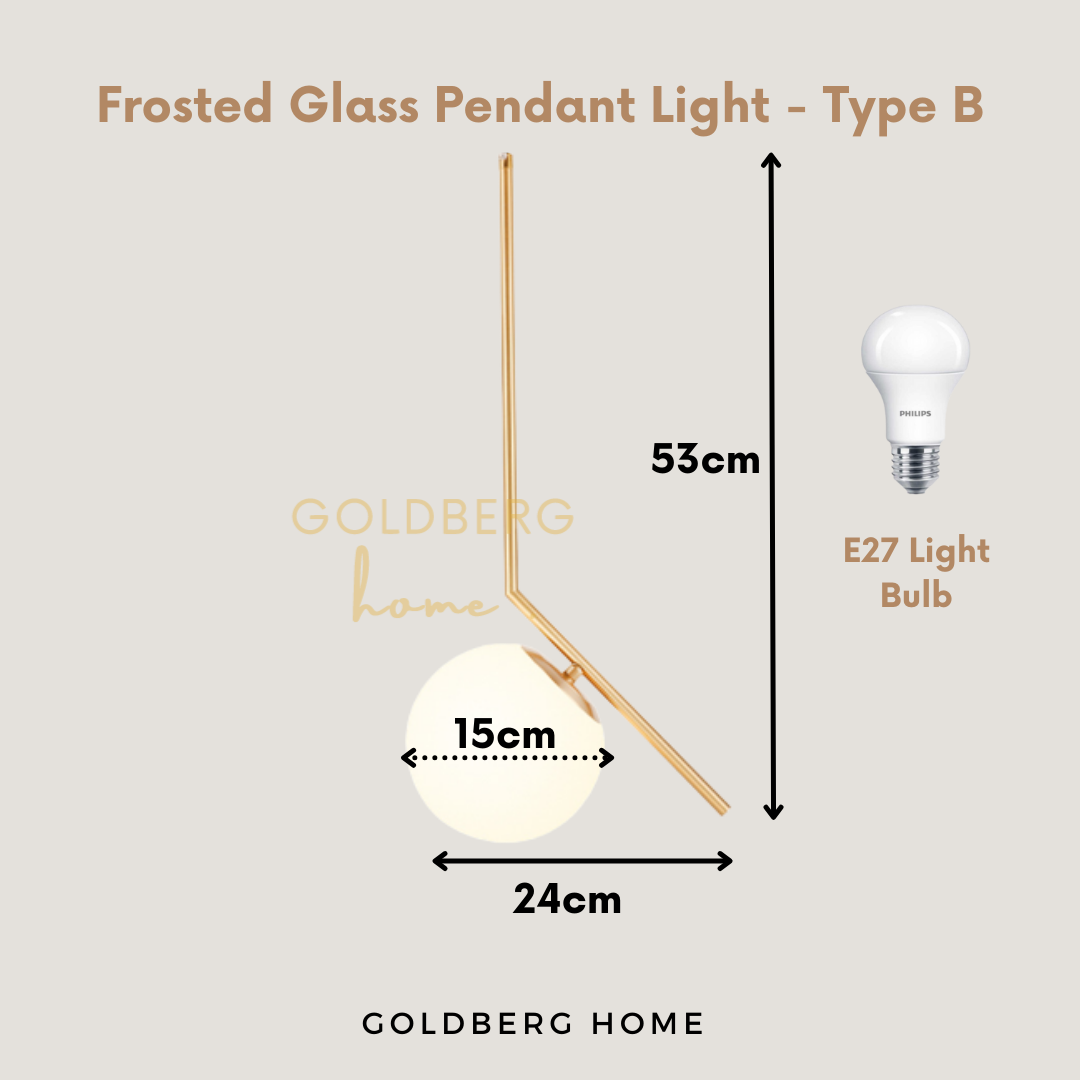 (Pre Order) Athena Bolia Frosted Glass Pendant Light - Bedroom Living room light | Goldberg Home