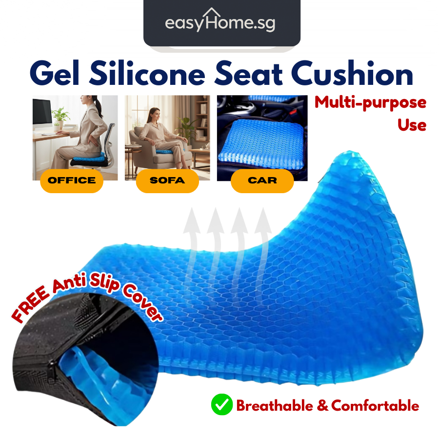 Gel Cushion Seat Double Layer Lumbar Back Support Egg Sitter Chair & Car Cushion Pad Breathable Free Cushion Cover