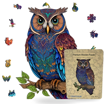 Crafthub Wooden Jigsaw Puzzle Wisdom Owl - Elegant and Intricate Puzzle ...