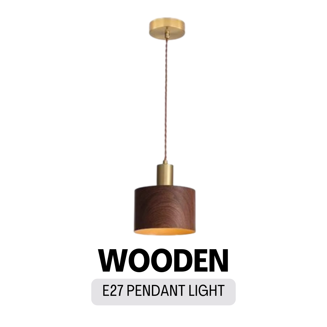 Wooden Print Japanese Design E27 Pendant Light GSE