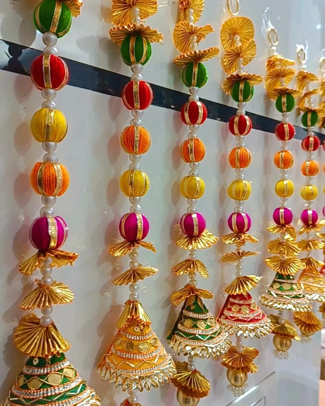 Traditional Beaded Wall Hanging | Pooja Room & Door Decor for Diwali Home & Festival Decoration – 1 Pc