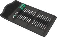 Wera 5059295001 KK 60 Kraftform Bitholding Screwdriver and 3 1/2-Inch Bit Pouch Set 17-Piece Multi