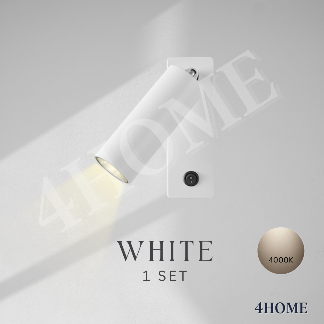 [SG Seller] Premium Black White LED Wall Light Nordic Spot Light For Bedroom Beside Living Room Hotel Modern Rotation Folding Reading Headboard Lights