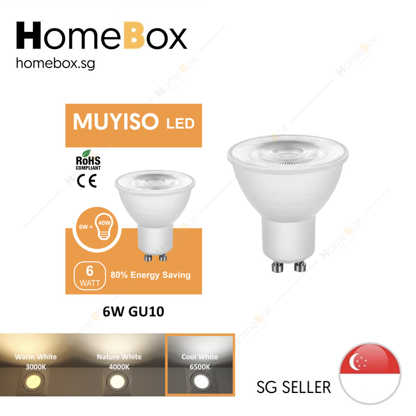 [HomeBox] 🇸🇬 MUYISO 6W | 8W LED bulb GU10 Spot Light / Track Light Bulb Cool White Nature White Warm White (6500K 4000K 3000K)