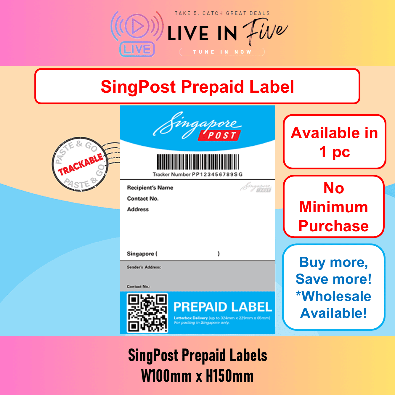 Singpost Tracked Letterbox Prepaid Labels (No Min Purchase)