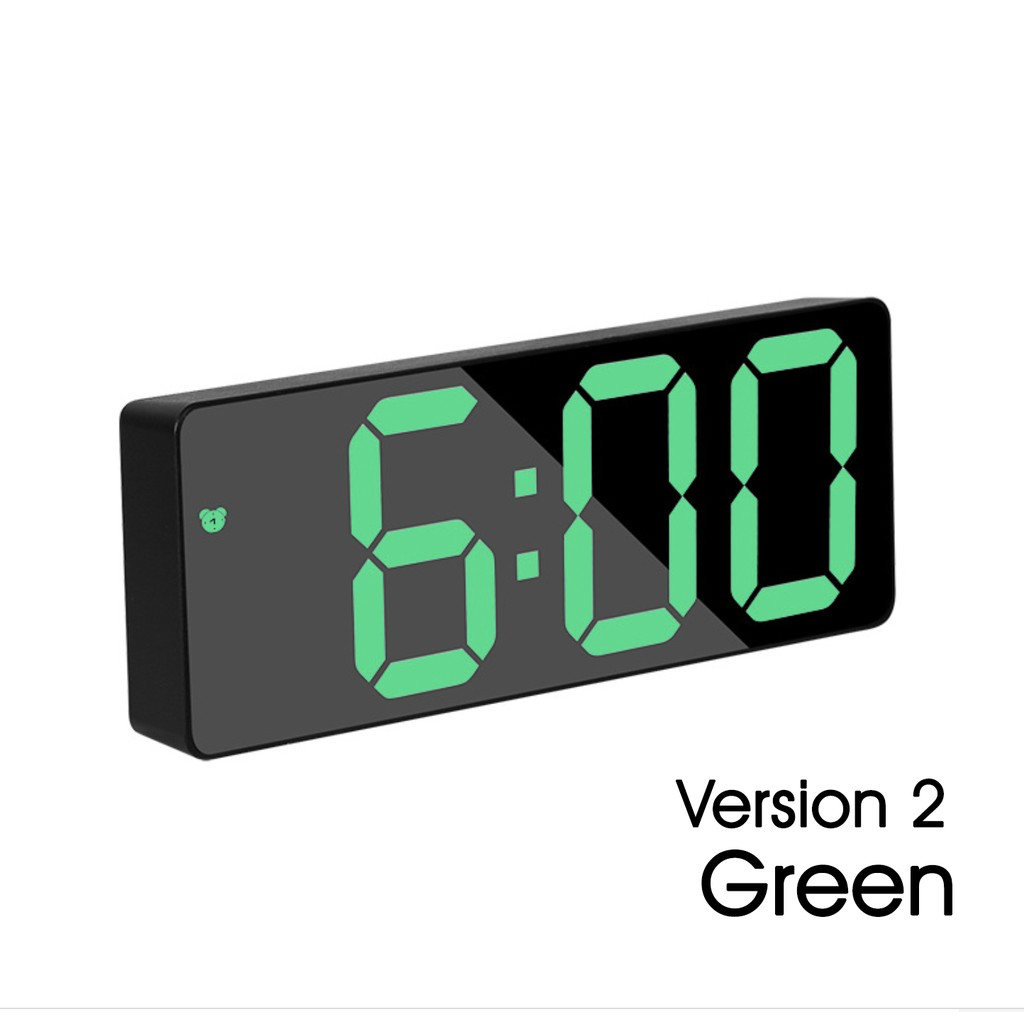 (SG SELLER) White LED Digital Alarm Minimalist Sleek Small Style Table Mirror Clock USB Batteries Powered