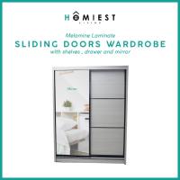 [HOMIEST] TIA Melamine Half mirror Sliding Wardrobe in 4ft / 5ft